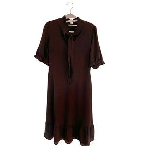 Goth style dress tie neck | mandarin collar | puff sleeve | by Monteau | large